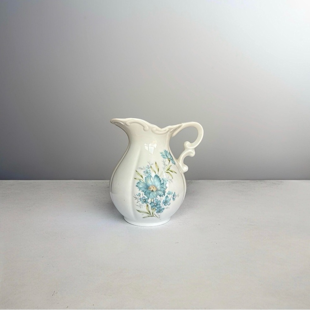 Vintage Inarco Blue Floral Porcelain Pitcher